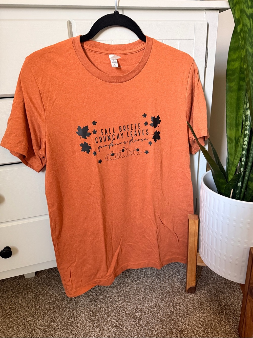 Bella Canvas Burnt Orange Tee with Black Fall Graphic